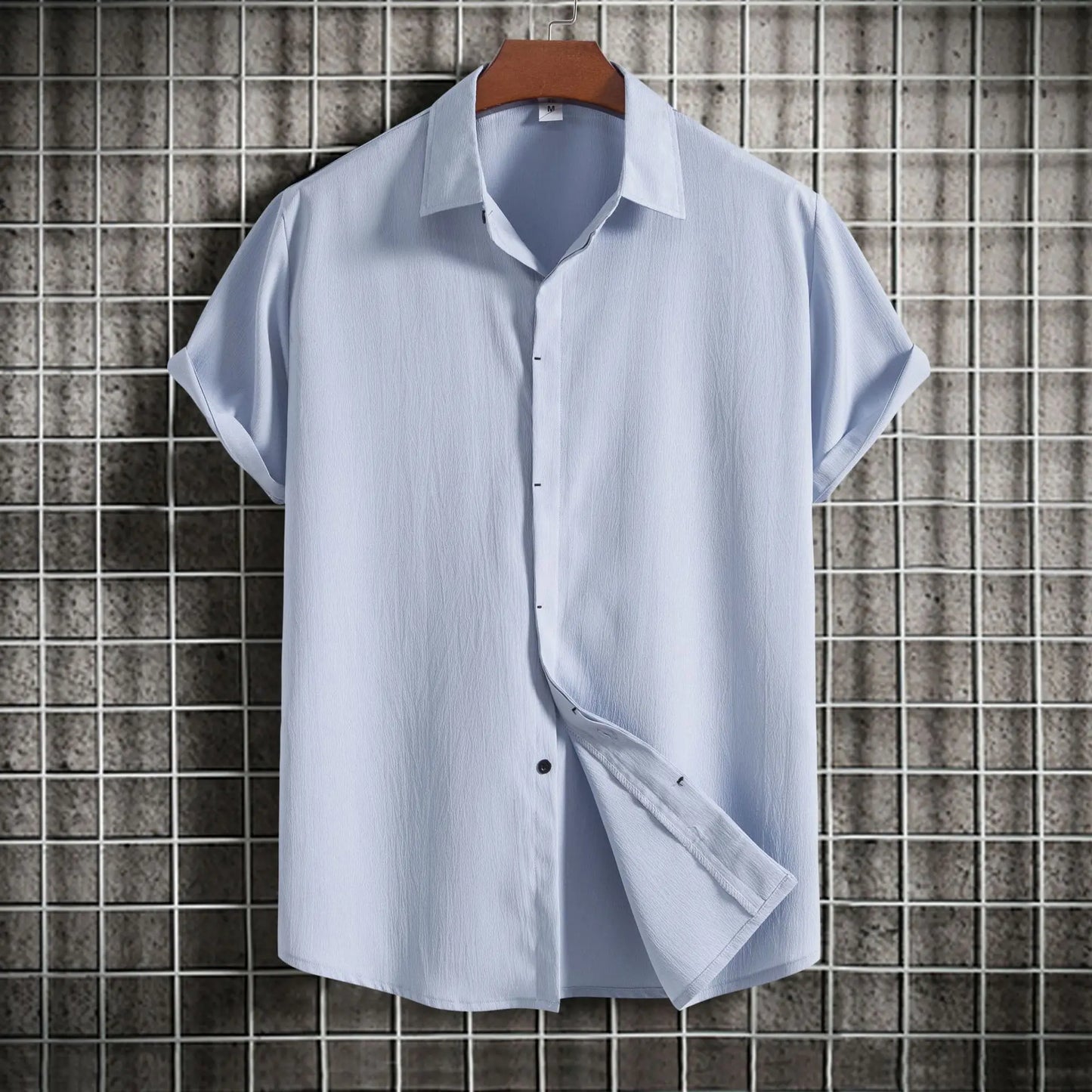 Chemise à manches courtes en coton et lin