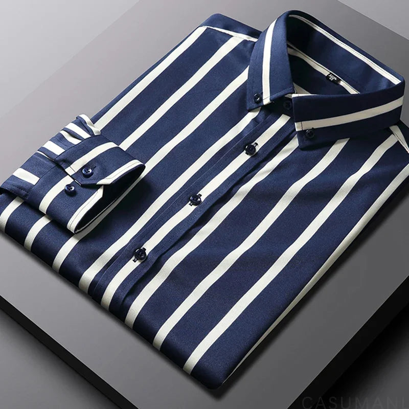 Chemise décontractée à rayures pour hommes