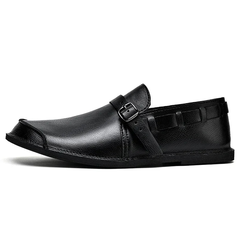 Mocassins en cuir à boucles