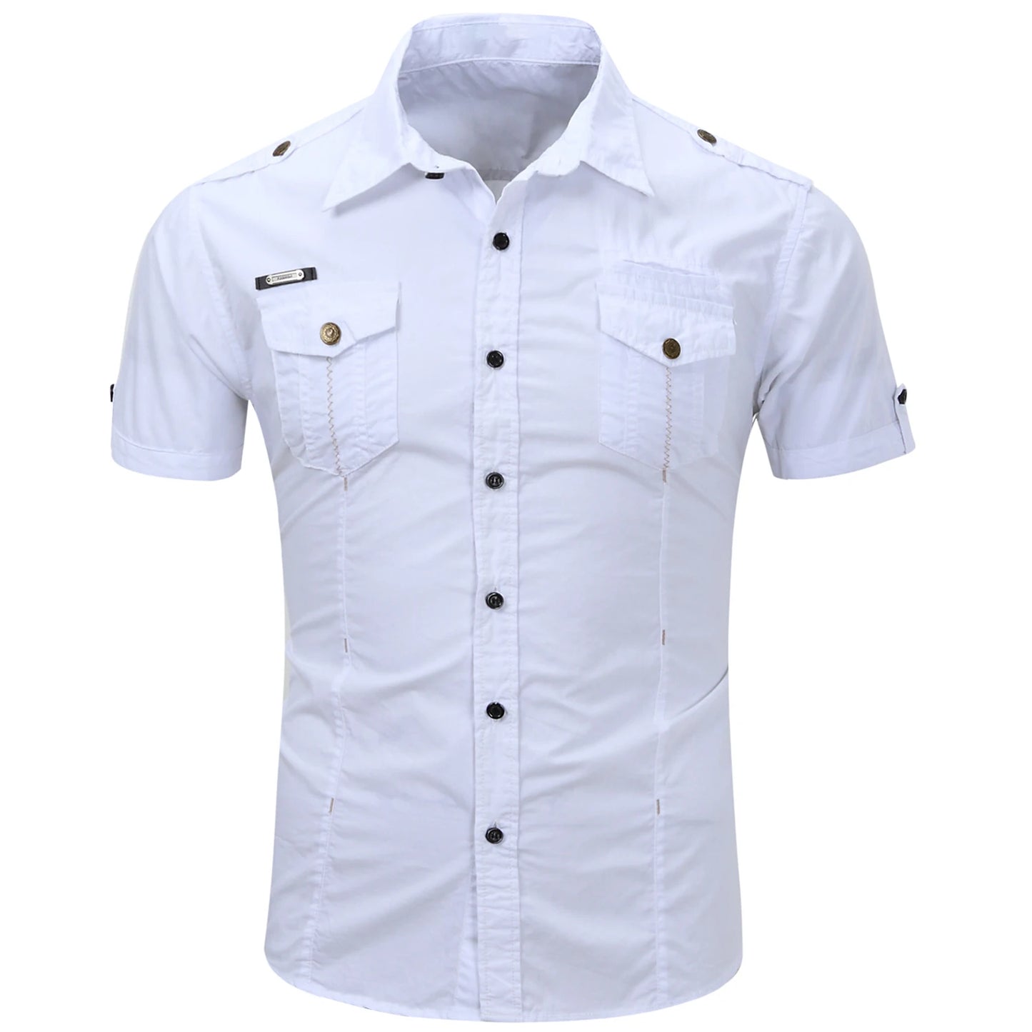 Chemise cargo en coton à manches courtes