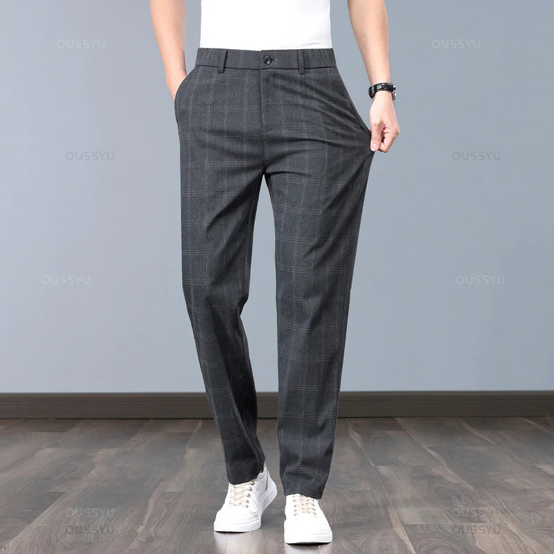 Pantalon stretch à carreaux