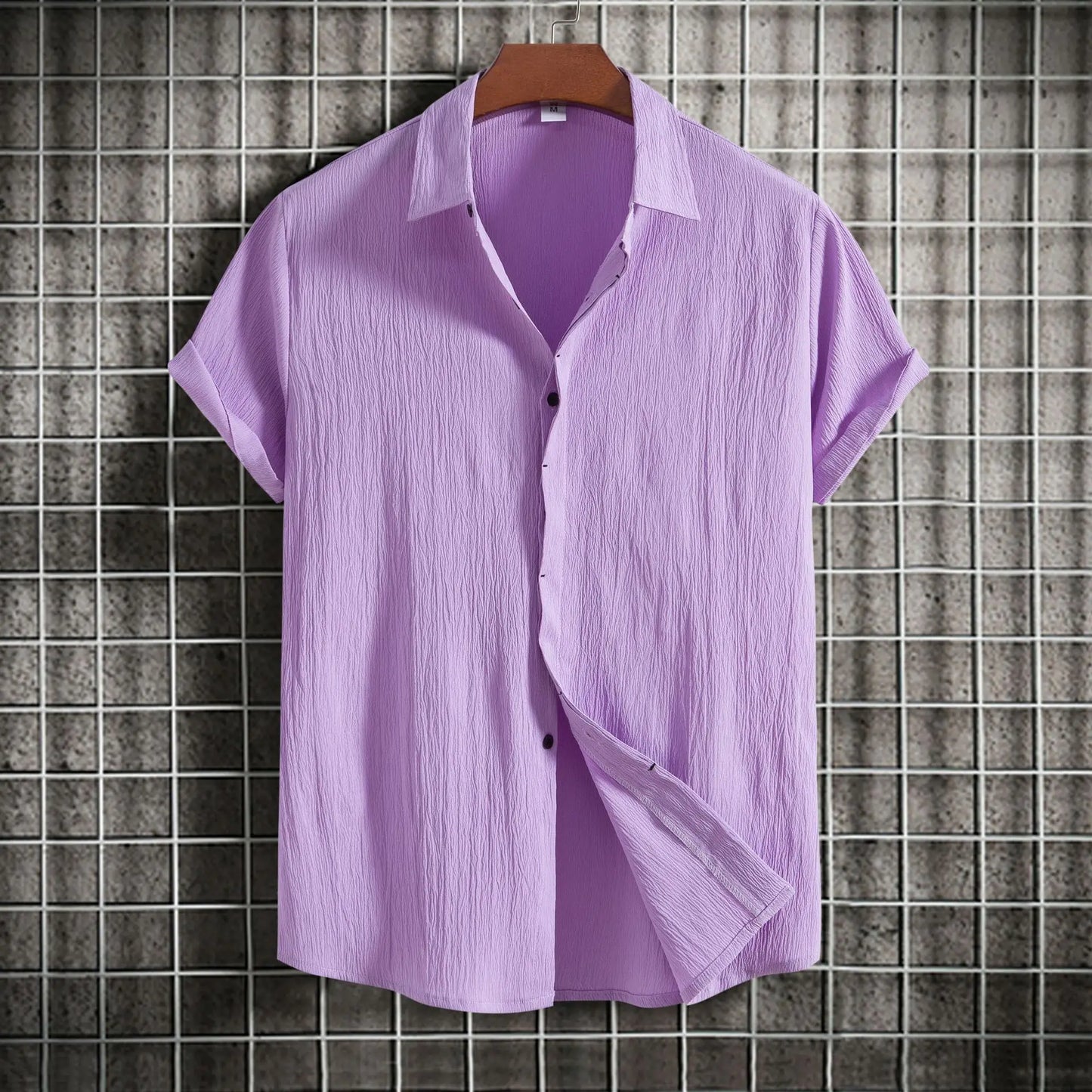 Chemise à manches courtes en coton et lin