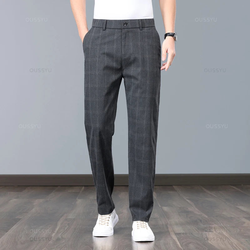 Pantalon stretch à carreaux