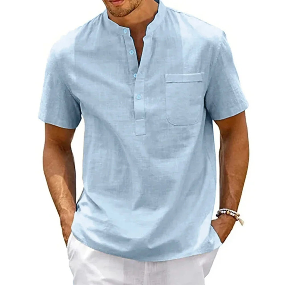 Chemise élégante en coton et lin