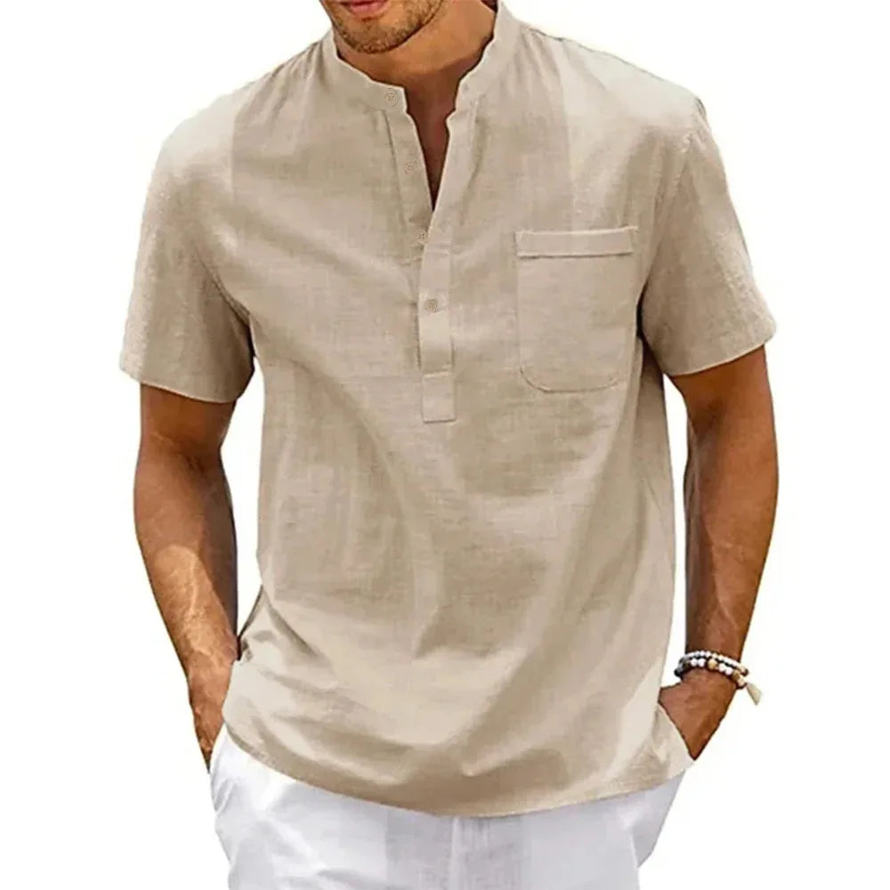 Chemise élégante en coton et lin