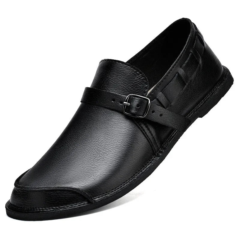 Mocassins en cuir à boucles
