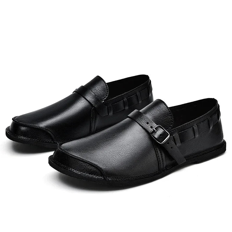Mocassins en cuir à boucles
