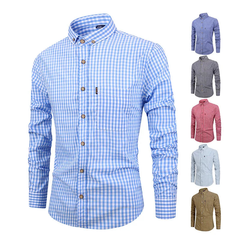 Chemise élégante en coton à carreaux