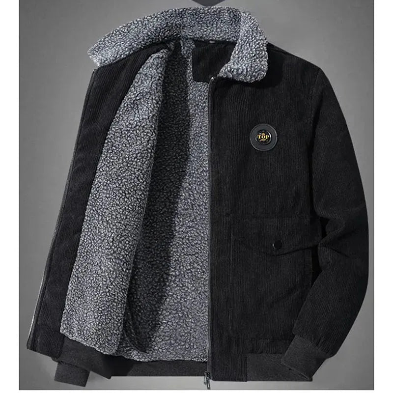 Veste élégante en velours côtelé doublé de molleton