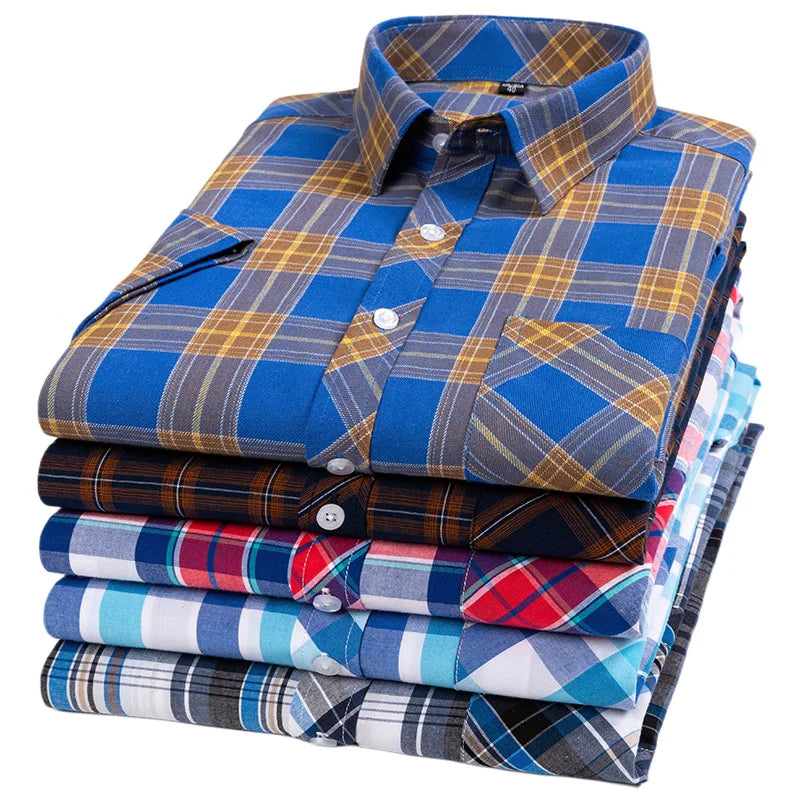 Chemise à carreaux en coton à manches courtes