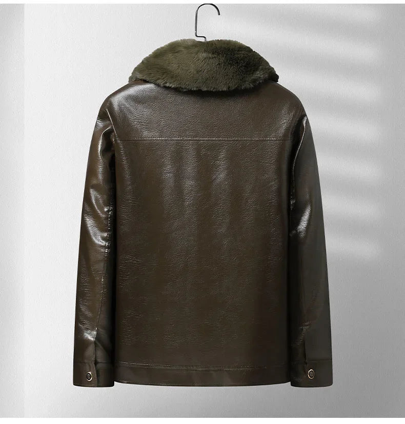 Veste en cuir molletonné épais