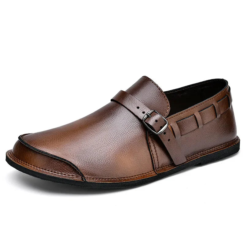 Mocassins en cuir à boucles