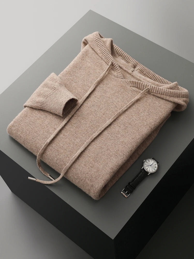 Pull à capuche en laine mérinos Sirlus