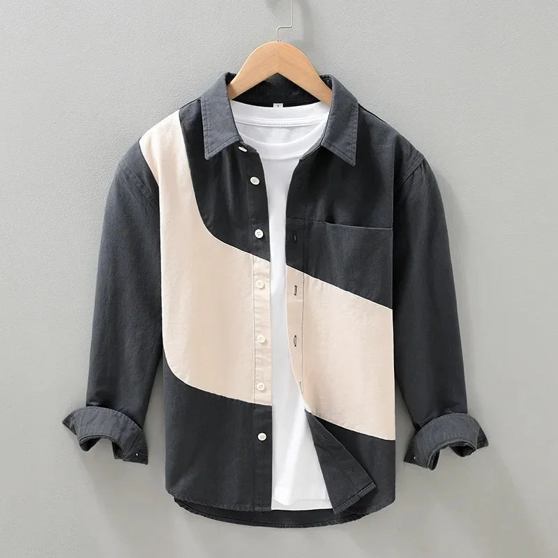 Chemise en coton bicolore