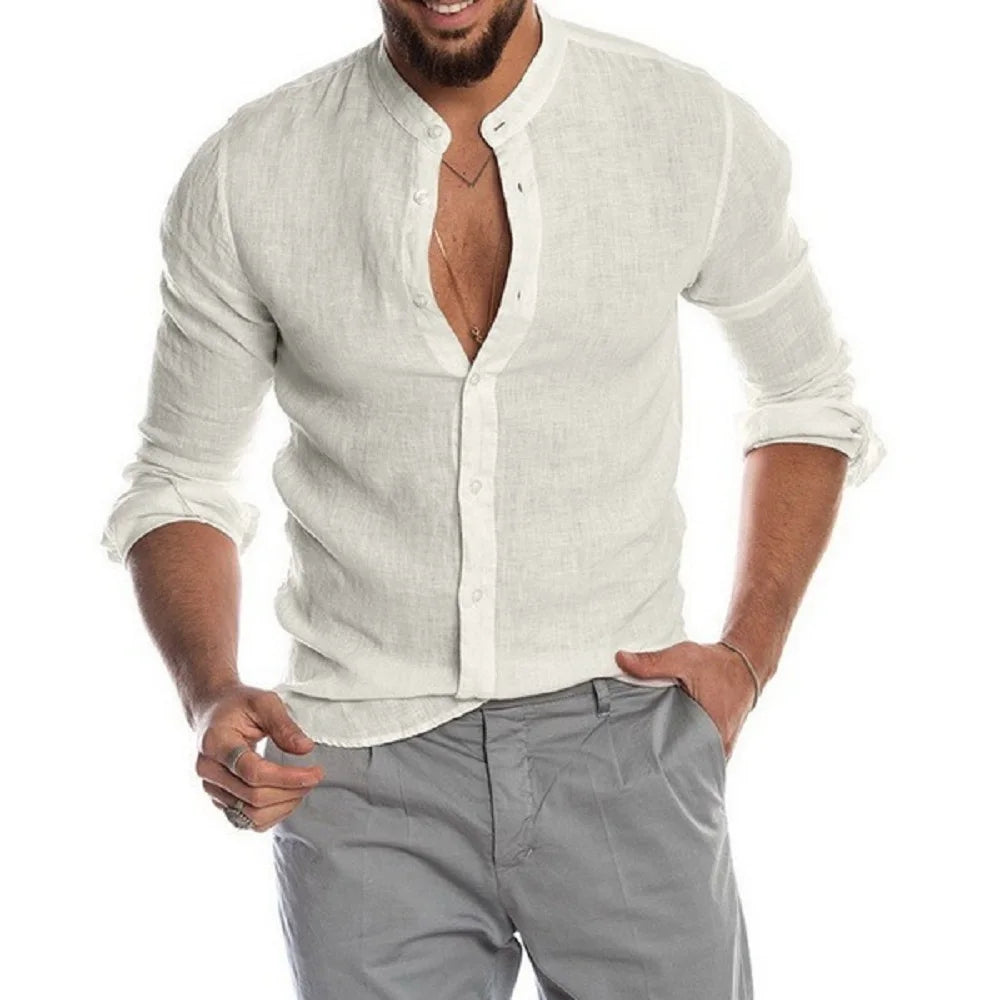 Chemise en coton et lin