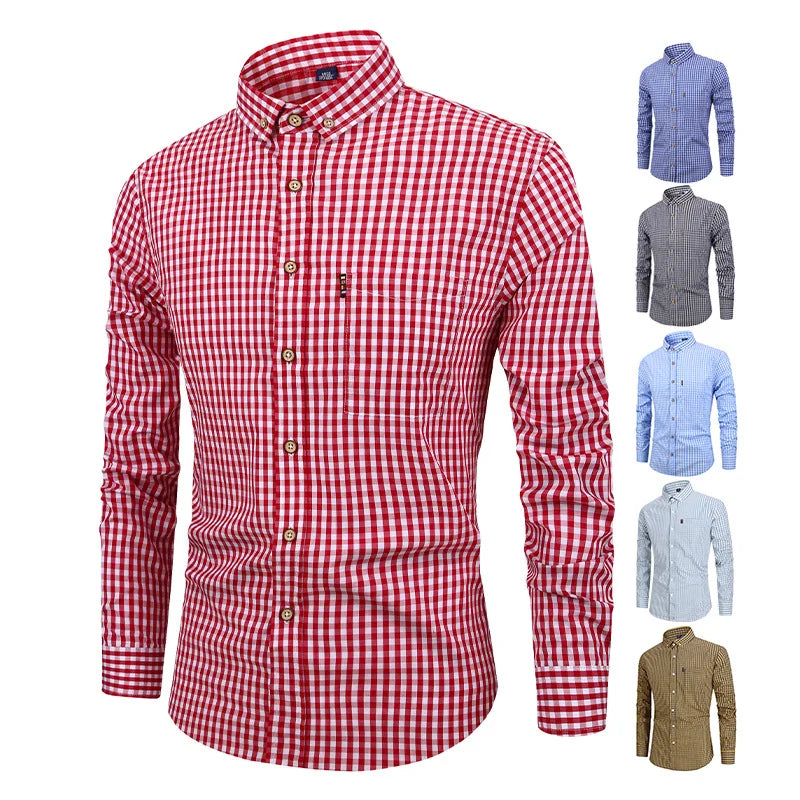 Chemise élégante en coton à carreaux