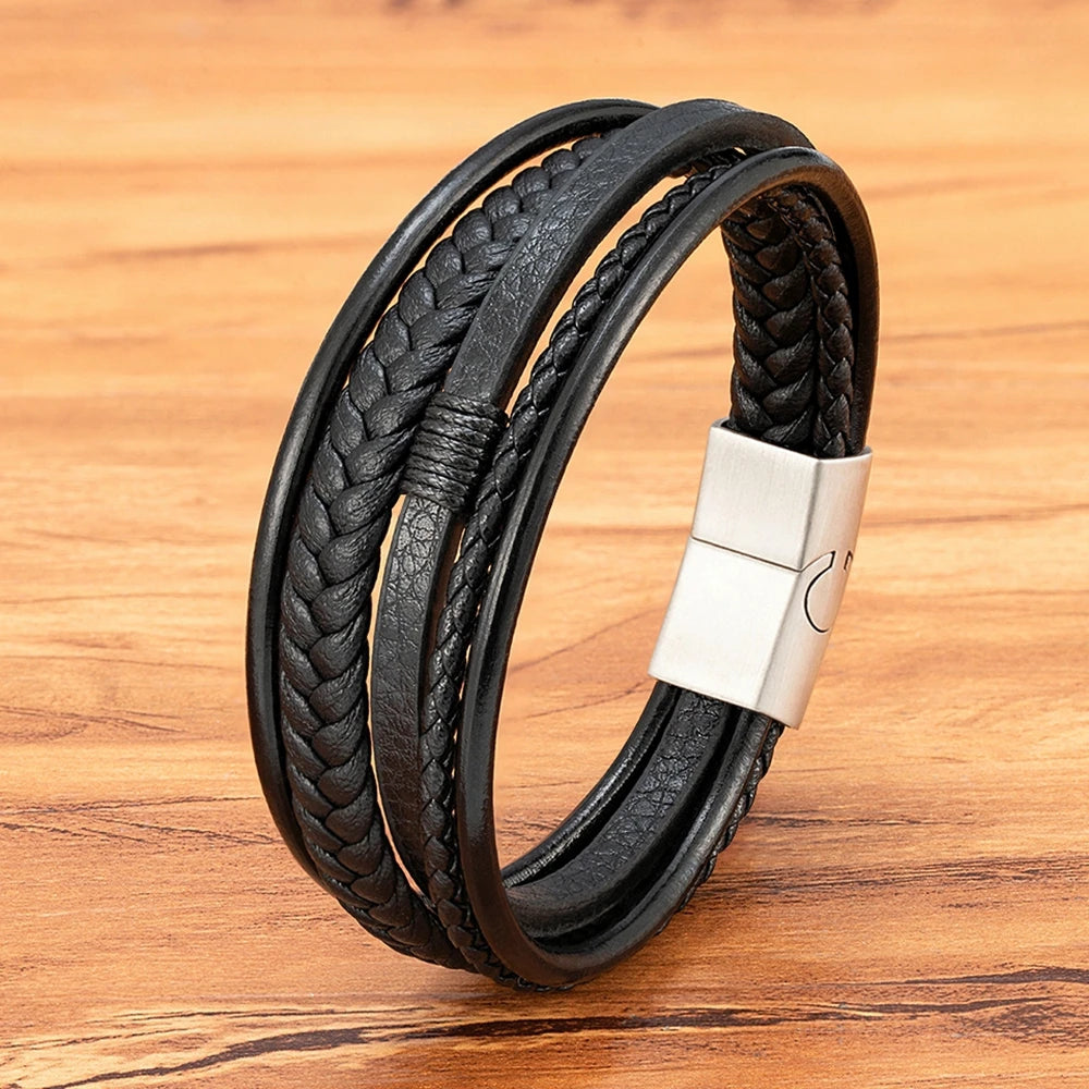 Bracelet homme en cuir tressé