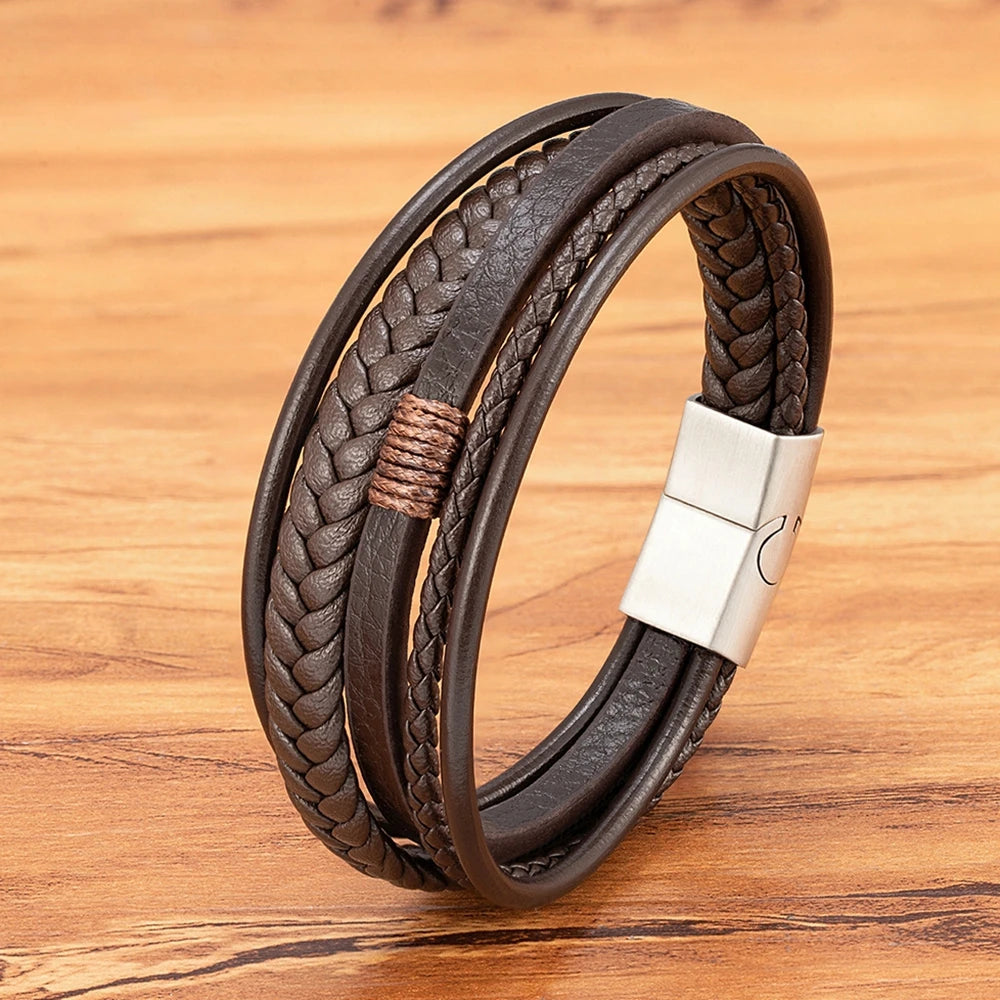 Bracelet homme en cuir tressé