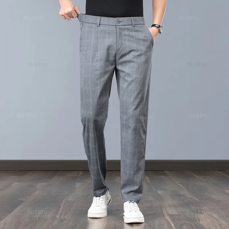 Pantalon stretch à carreaux