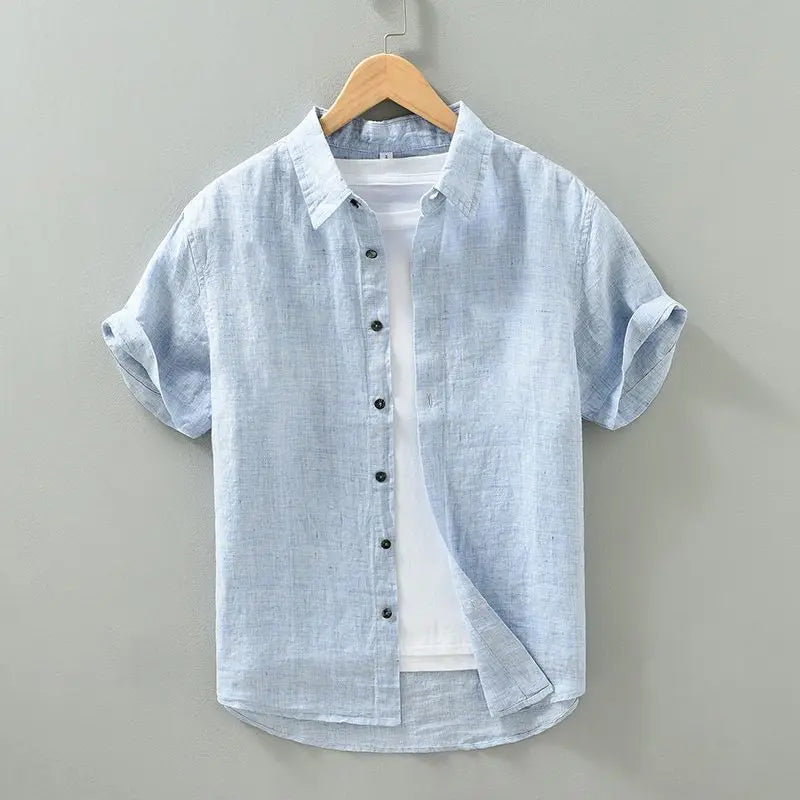 Chemise en lin à manches courtes