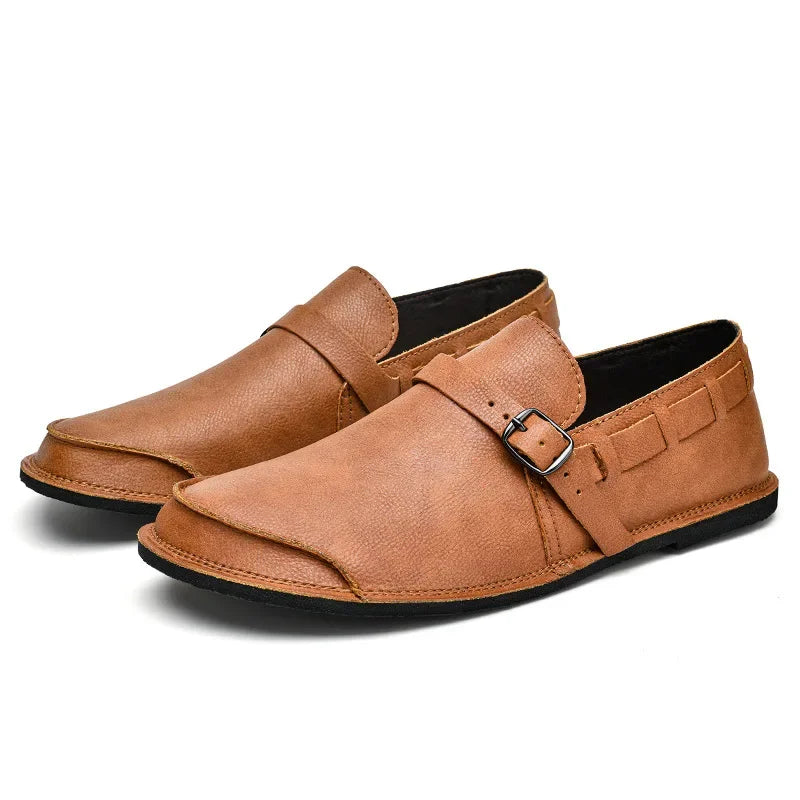 Mocassins en cuir à boucles