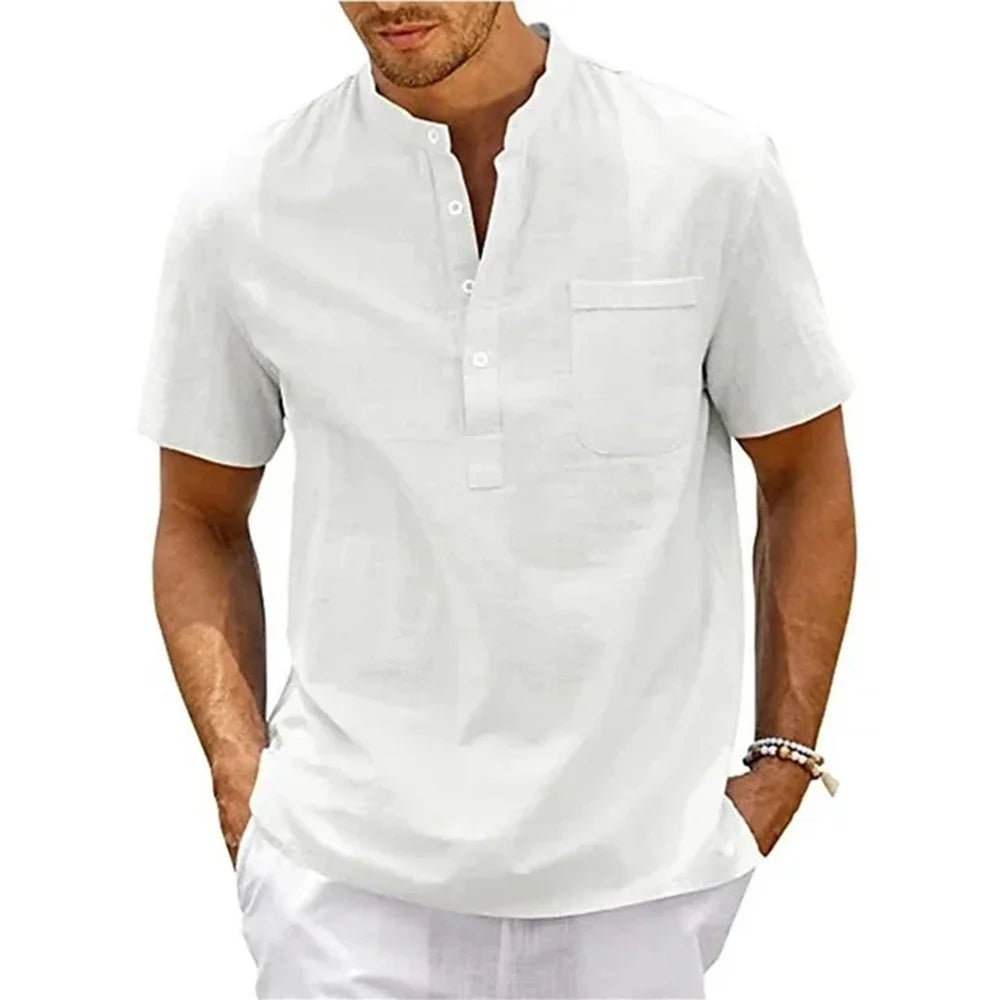 Chemise élégante en coton et lin