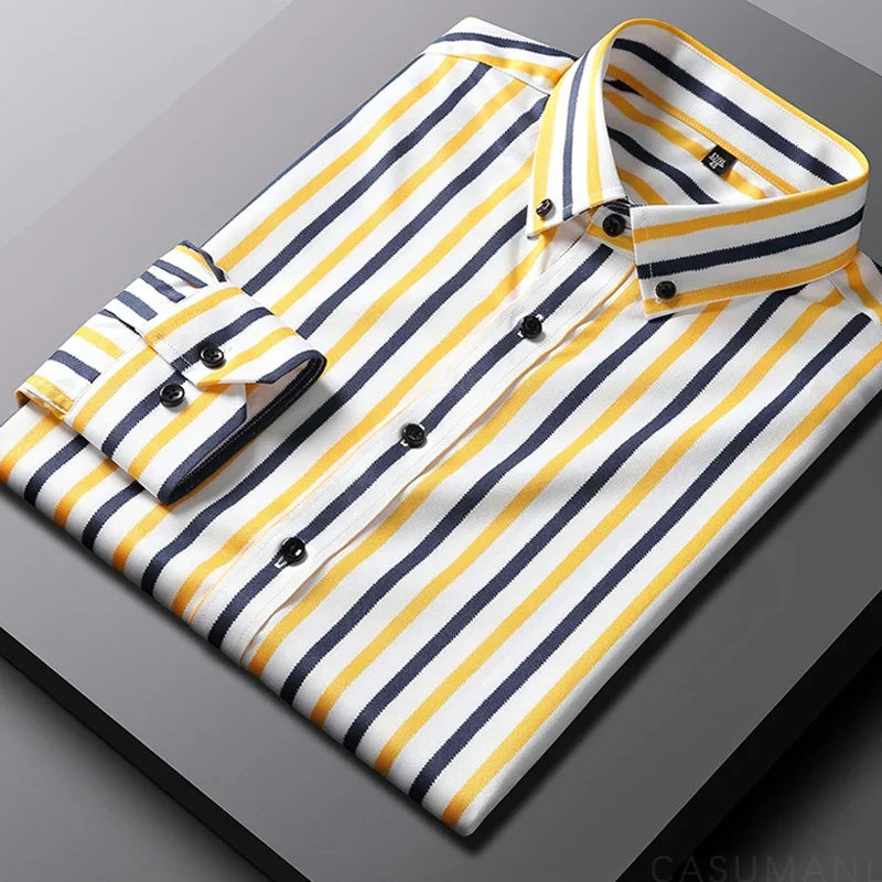 Chemise décontractée à rayures pour hommes