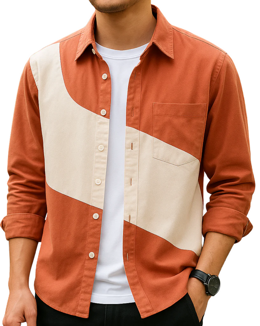 Chemise en coton bicolore