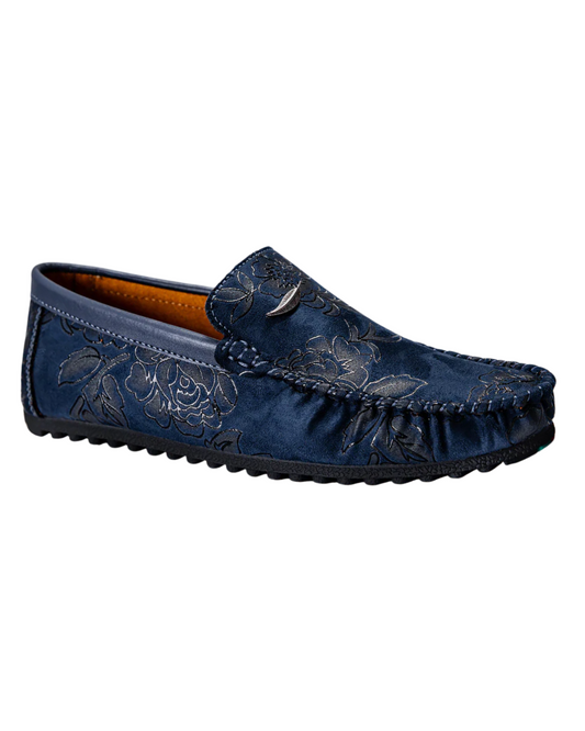 Mocassins en cuir à fleurs