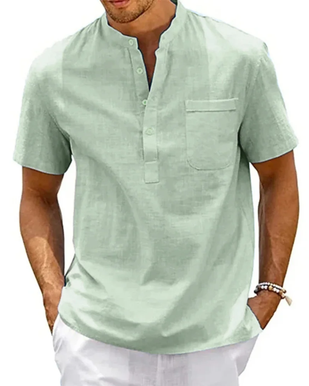 Chemise élégante en coton et lin