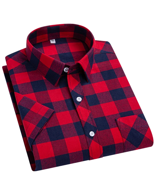 Chemise à carreaux en coton à manches courtes