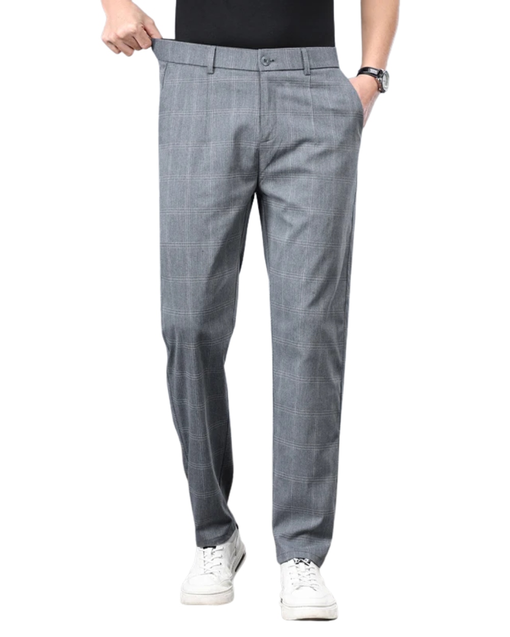 Pantalon stretch à carreaux