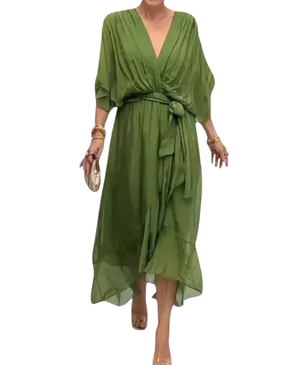 Robe en mousseline de soie avec décolleté en V