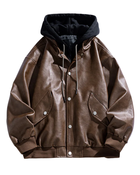 Veste en cuir élégante à capuche