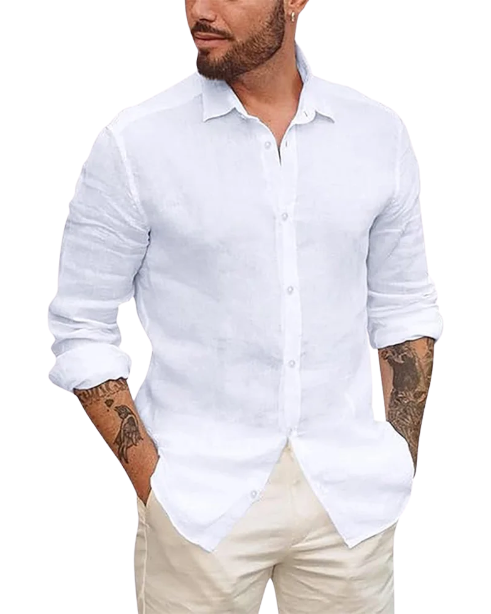 Chemise hawaïenne en coton et lin