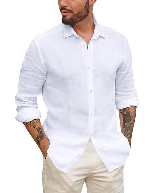 Chemise hawaïenne en coton et lin