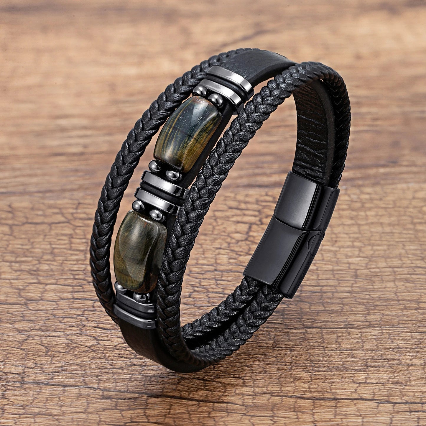 Bracelet multi-couches tissé pour homme