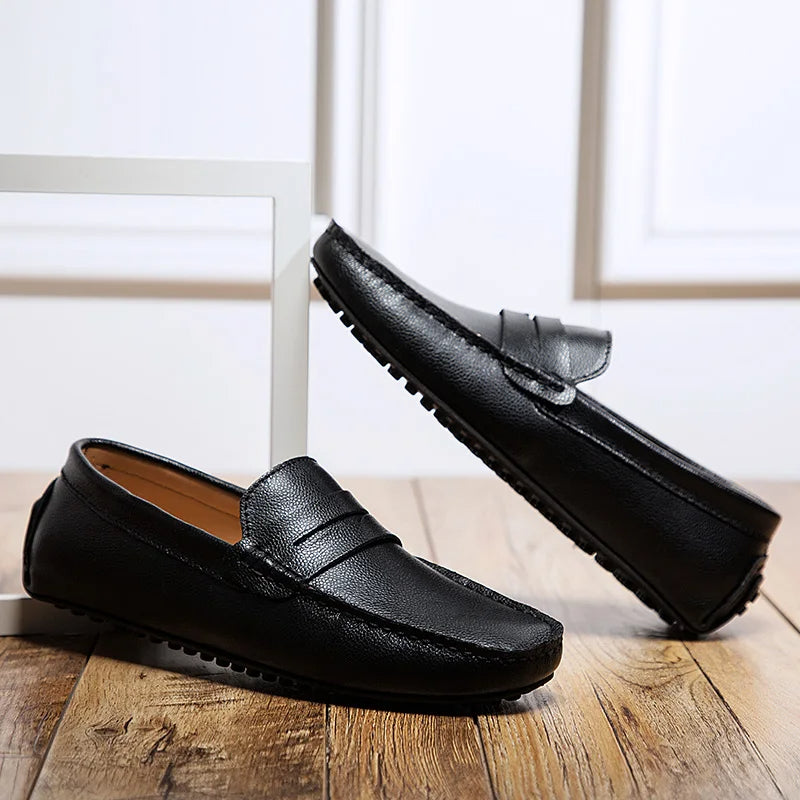 Mocassins d'été en cuir décontractés