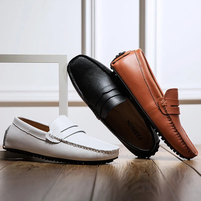 Mocassins d'été en cuir décontractés