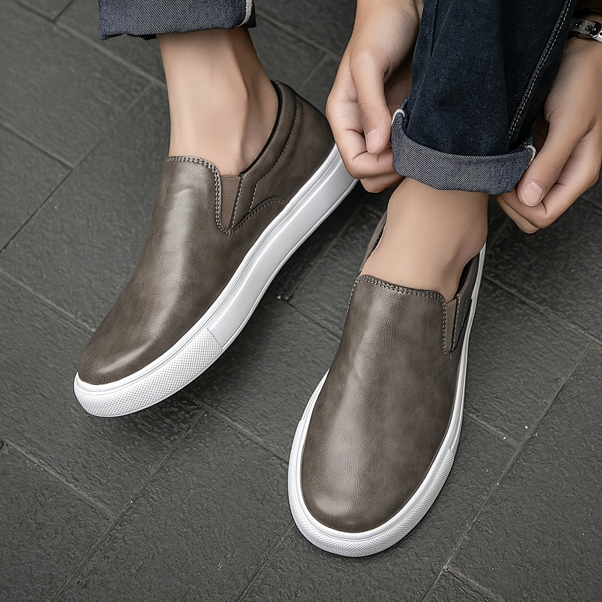 Chaussures décontractées en cuir à enfiler