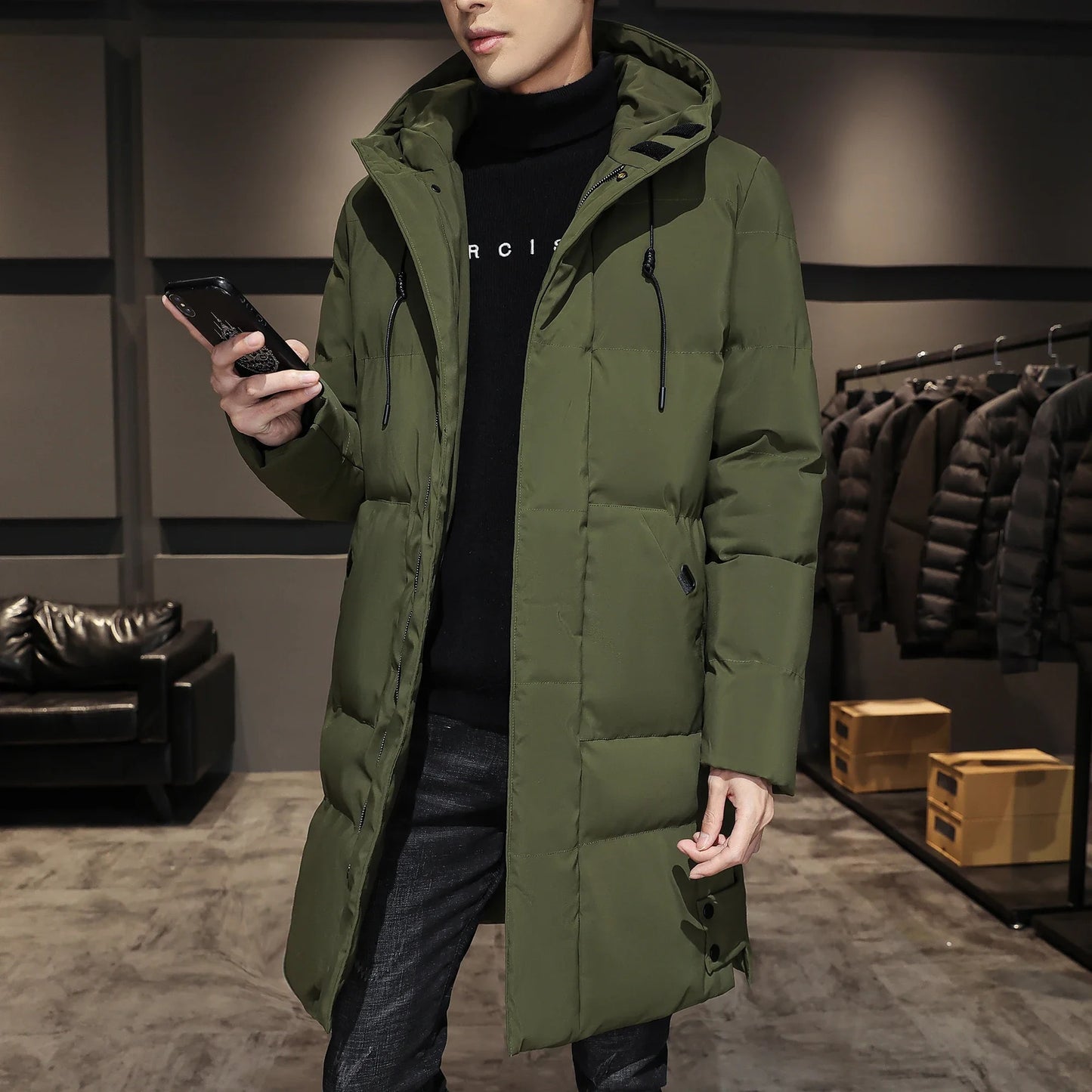 Veste d'hiver longue et élégante