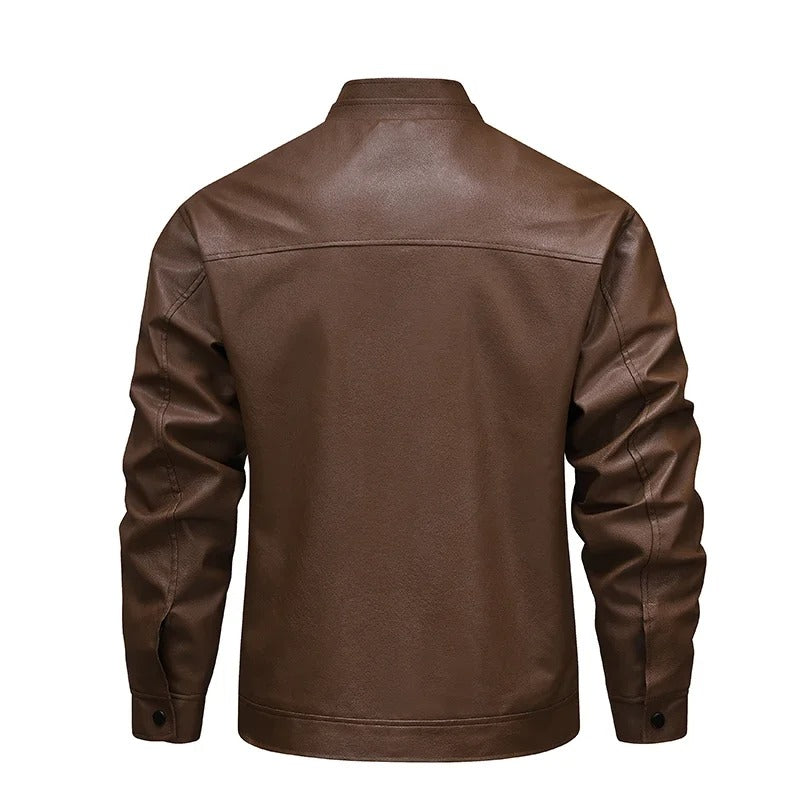 Veste en cuir vintage doublée de polaire