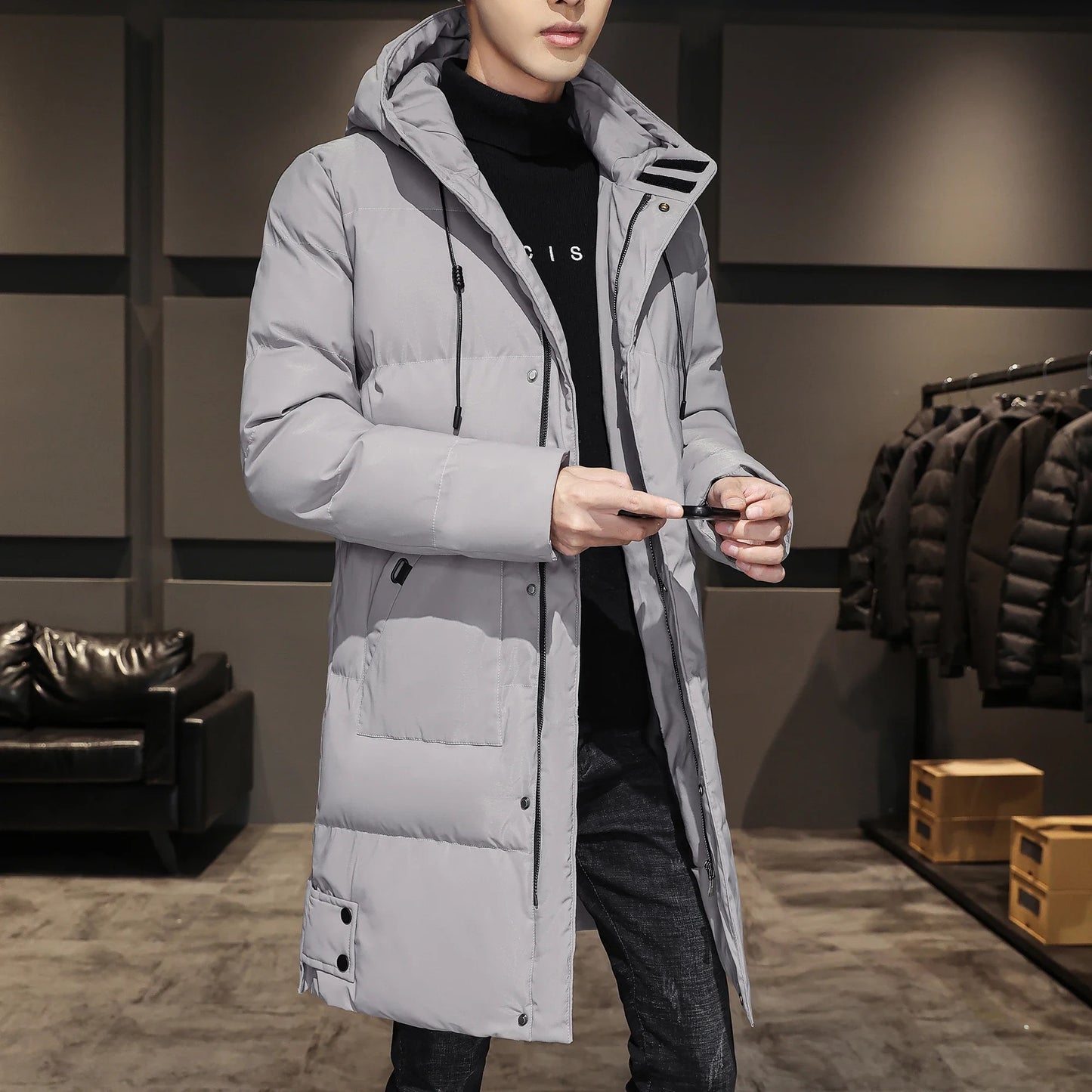 Veste d'hiver longue et élégante