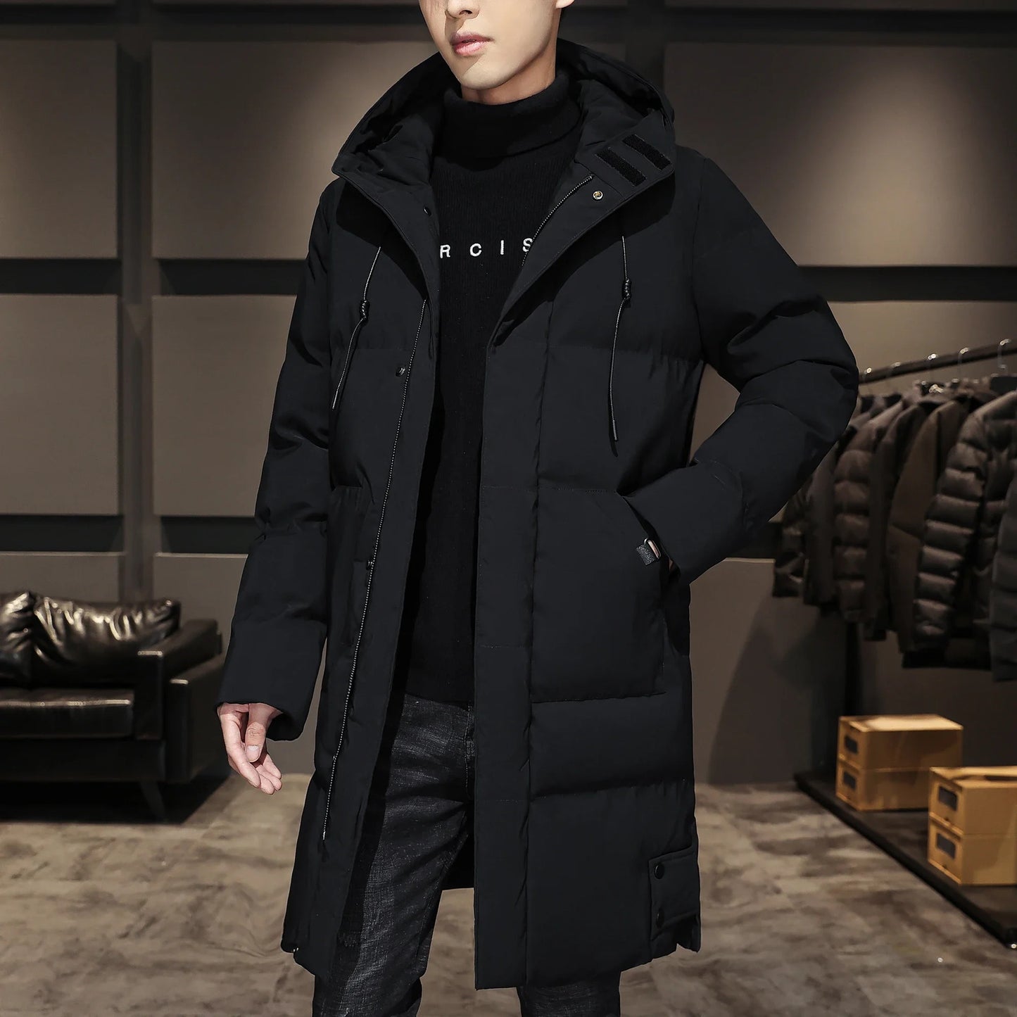 Veste d'hiver longue et élégante