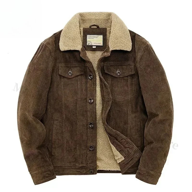 Veste en velours côtelé avec doublure en cachemire