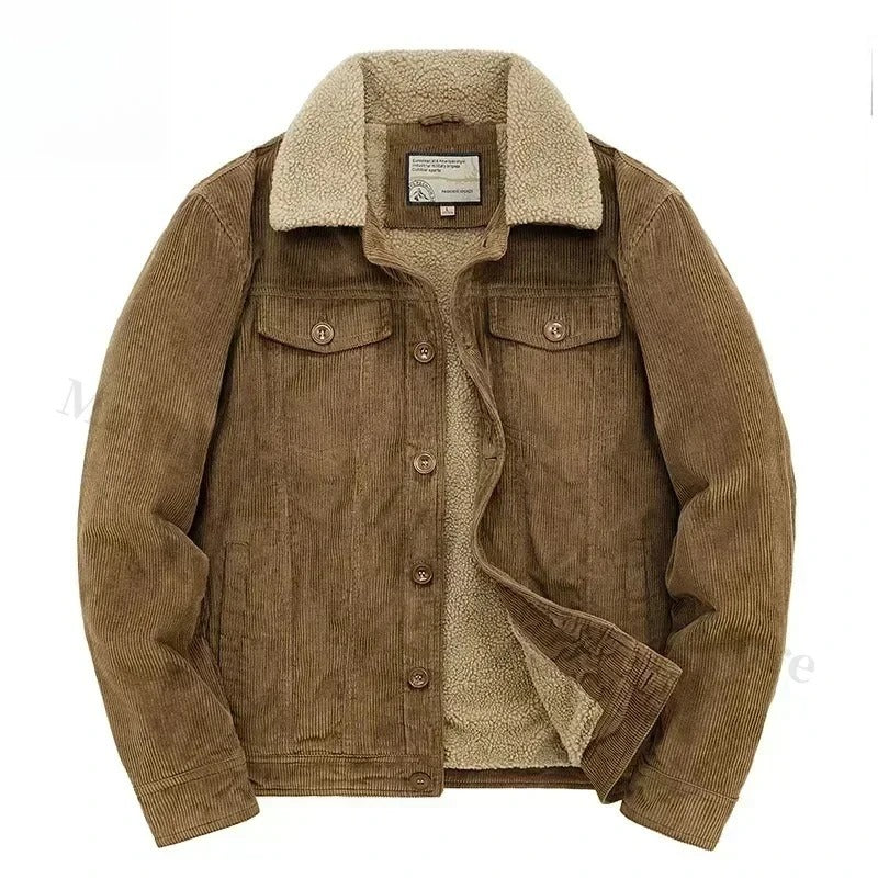 Veste en velours côtelé avec doublure en cachemire