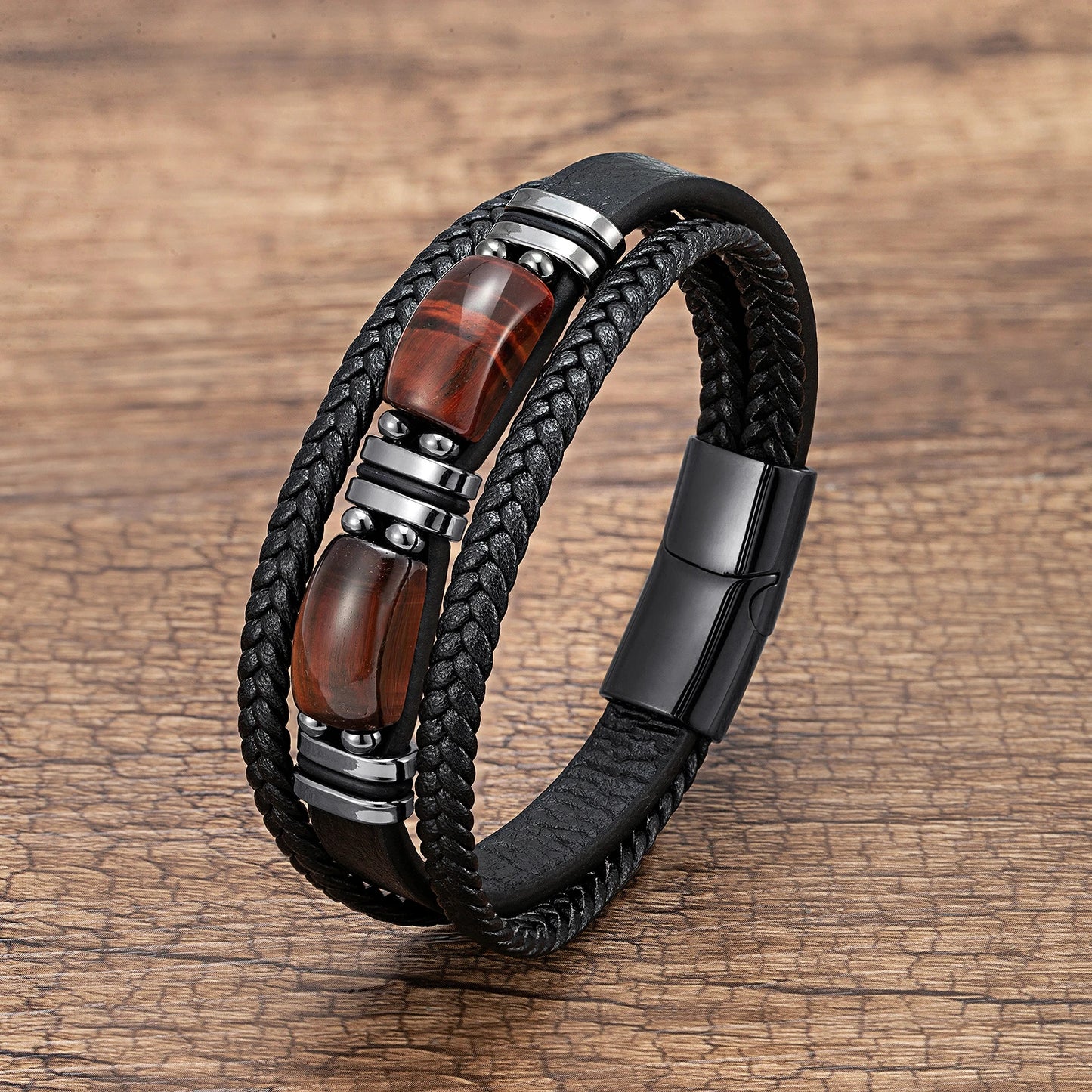 Bracelet multi-couches tissé pour homme