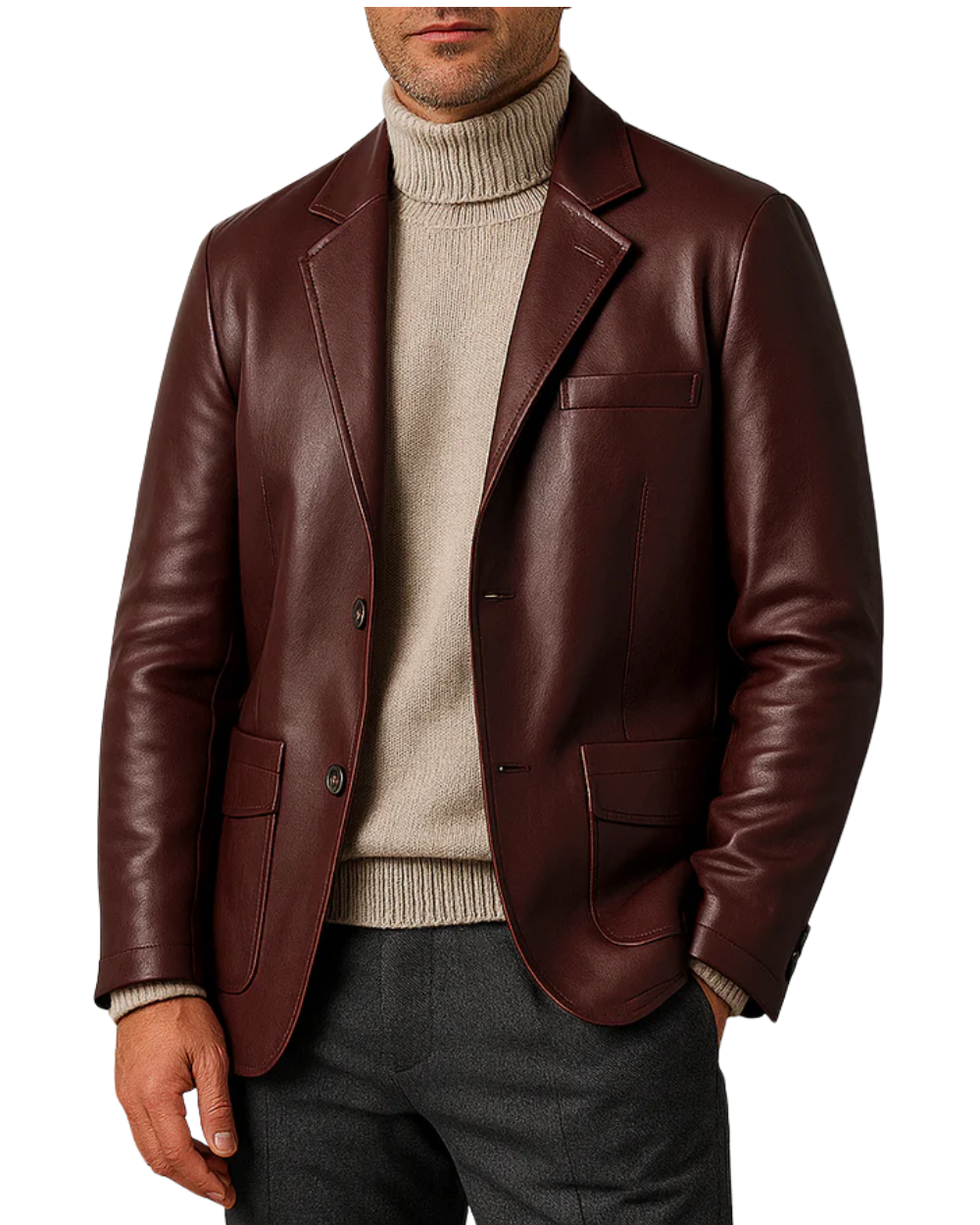 Blazer élégant en cuir pour hommes