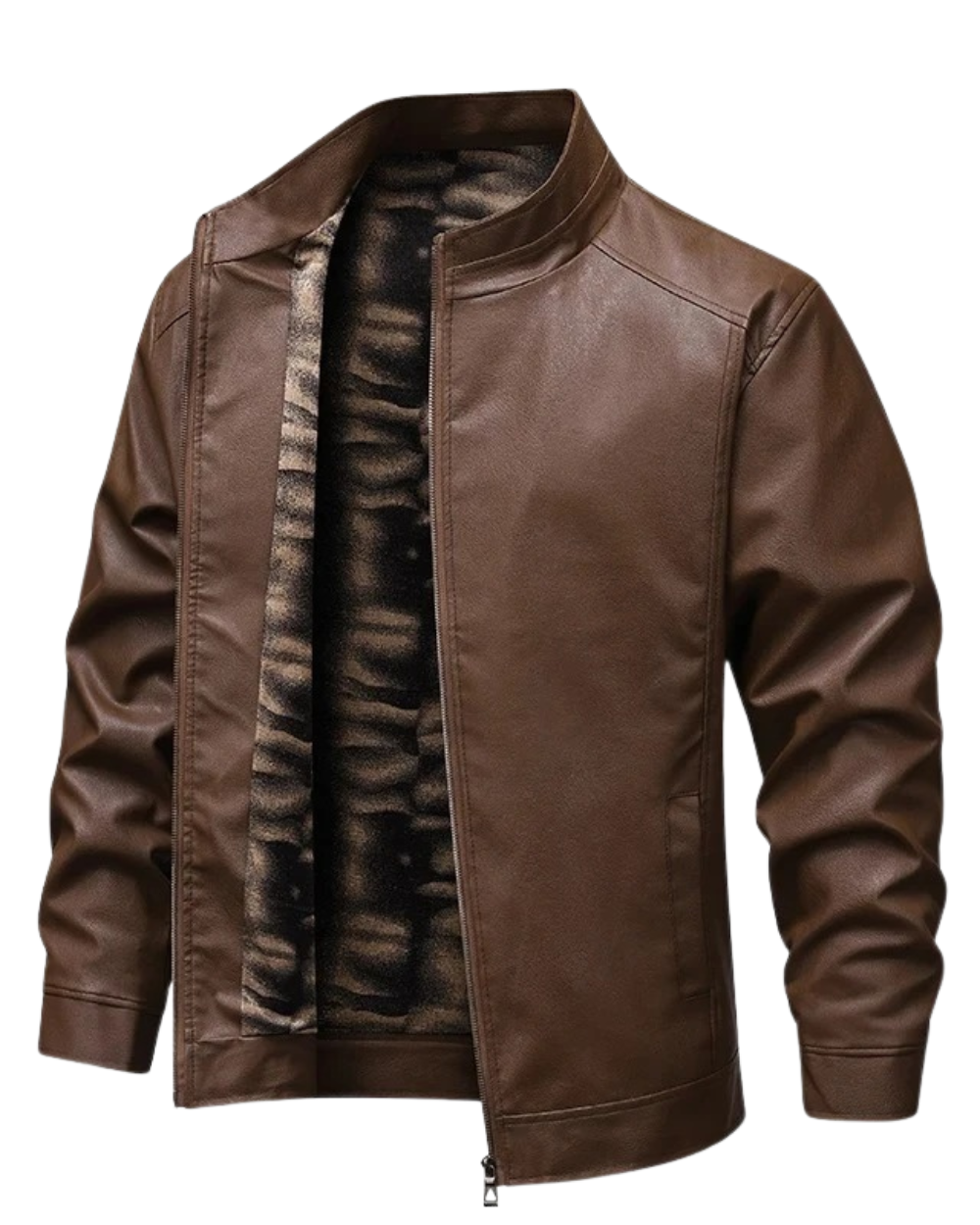 Veste en cuir vintage doublée de polaire