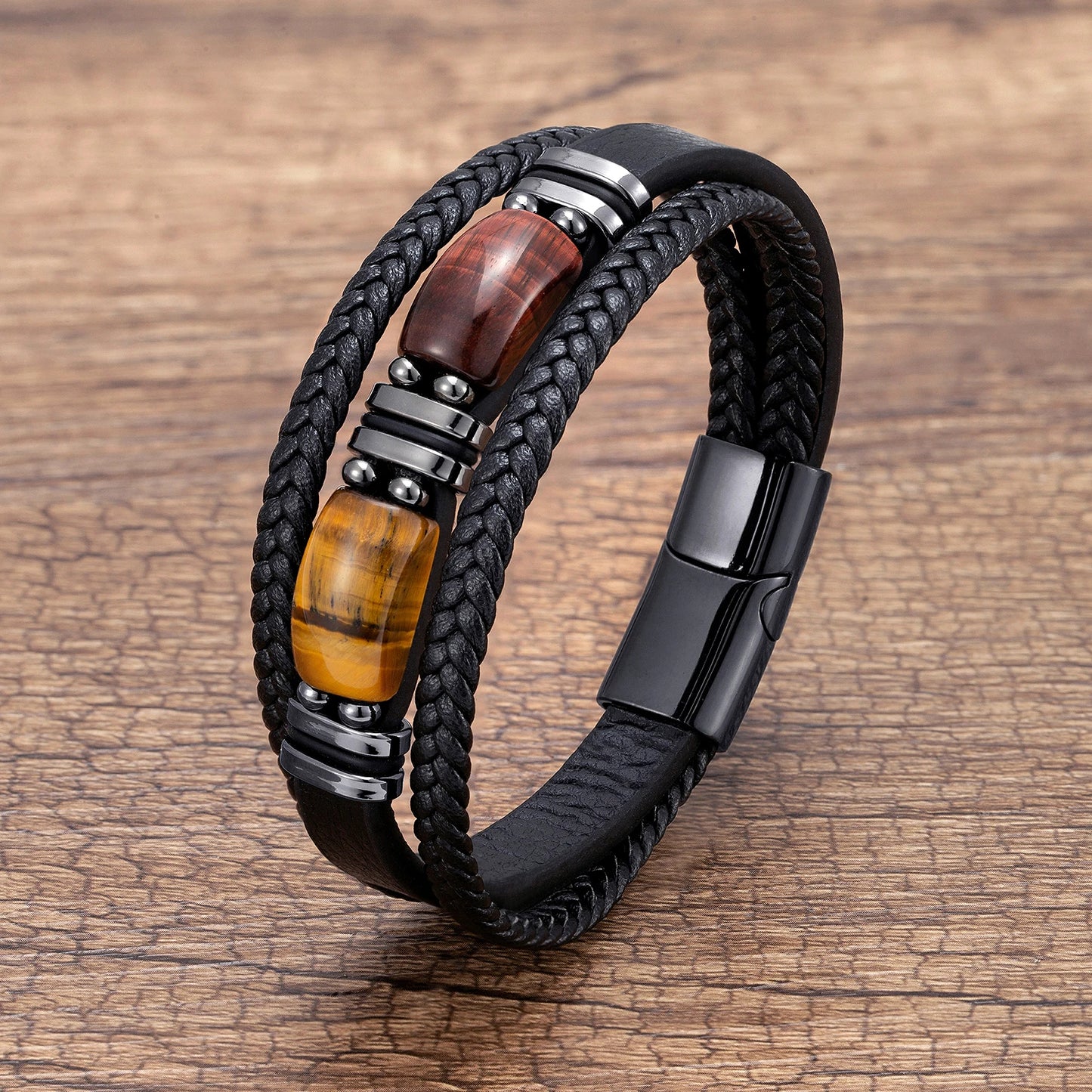 Bracelet multi-couches tissé pour homme